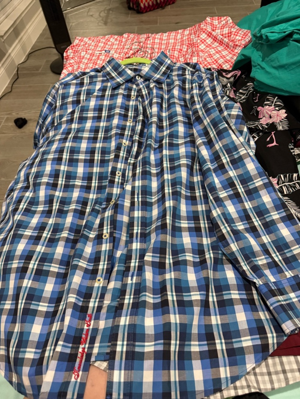 Robert Graham Blue Black White Plaid Dress Shirt